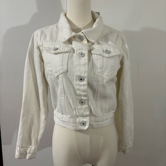 Event Blossom Bride White Denim Jacket Sz S/M Rhinestone Bridal Bachelorette - Picture 3 of 15